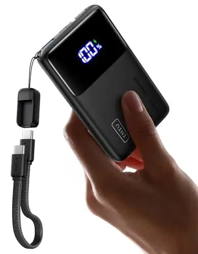 INIU Batterie Externe, Mini 10000mAh 45W Charge Rapide Power Bank avec Câble USB C Amovible, Essentiels de Voyage, Autorisé en Avion, Batterie Portable pour iPhone 17 16 Samsung S25 Xiaomi iPad etc