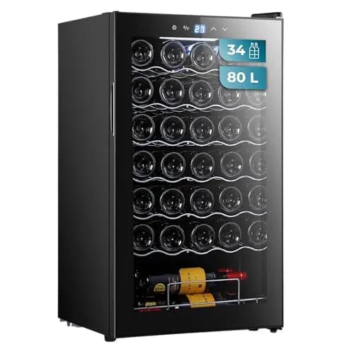 Cecotec Cave à vin 34 bouteilles Bolero grandsommelier 34030 black compressor, 80 L, Refroidissement par compresseur, Température réglable de 5 à 18°C, Commande tactile, Affichage, LED intérieur. – Image 1