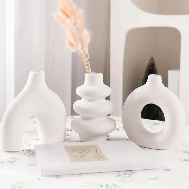 Gachiwar HGD3208 Vases en céramique blancs