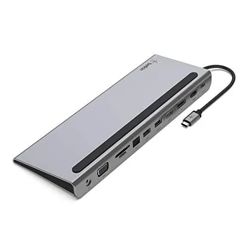 Belkin Station d'accueil USB-C multiport 11-en-1 (Hub USB-C avec 4K HDMI, DP, VGA, USB-C PD Pass-Through 100 W, 3 USB-A, Gigabit Ethernet, SD, MicroSD et 3,5 mm pour MacBook* Pro, Air, iPad XPS, etc)