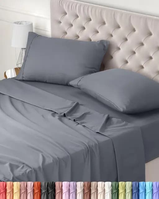 Utopia Bedding Parure de Lit 180x200, Draps de Lit 2 Personnes, Ensemble de Draps 4 Pièces, Polyester Microfibre, 1 Drap Housse 180x200, 1 Drap Plat 270x290 et 2 Taies d'oreillers 50x75, Gris