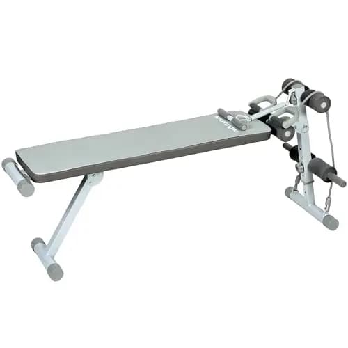 SPORTNOW Banc de Musculation, Banc Plat Réglable avec Siège à 3 Niveaux, Idéal pour le Développé Couché, le Curl Biceps, la Musculation du Dos et des Abdominaux, Bleu et Blanc