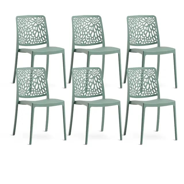SIEDITI FUORI E DENTRO Chaises de Jardin en polypropylène avec Fibre de Verre, chaises empilables pour extérieur ou intérieur, Design Moderne et Naturel - Sole (6 chaises, Vert Sauge)
