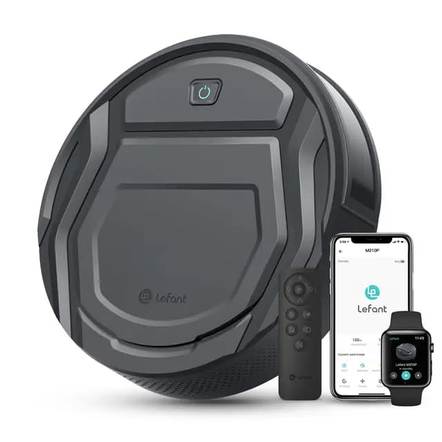 Lefant Robot Aspirateur M210P, 2200Pa d’Aspiration, Mince Silencieux, 6 Modes de Nettoyage, Auto-Charge, WiFi Bluetooth Alexa App, 120min d’Autonomie, Idéal Poils d’Animaux Sols Durs Tapis – Image 1