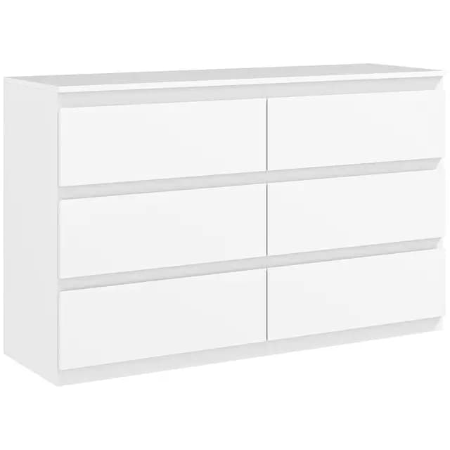 HOMCOM Commode 6 tiroirs, Meuble de Rangement étroit sans poignées, chiffonnier, Style Moderne, Commode pour Chambre à Coucher, Salon, Couloir, 120 x 39 x 75 cm, Blanc