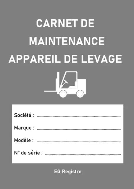 Carnet de maintenance pour appareil de levage