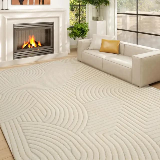 HOMCOM Tapis Salon Crème