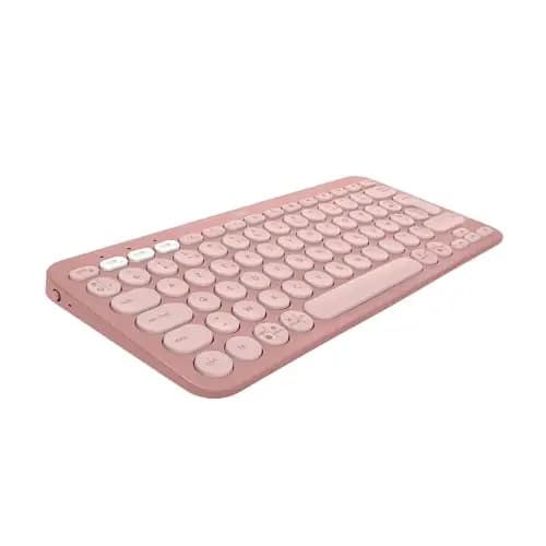 Logitech Pebble Keys 2 K380s clavier sans fil Bluetooth multidispositif, raccourcis personnalisables, fin et portable, Easy-Switch pour Windows, macOS, iPadOS, Android, ChromeOS, FR AZERTY, Rose – Image 1