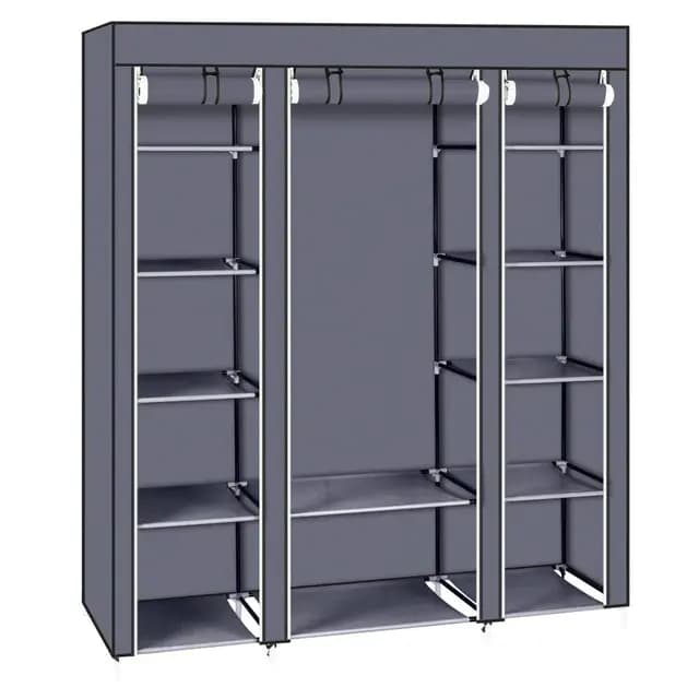 Armoire de Rangement en Tissu, Penderie avec Housse, Armoire Chambre Portable, Armoire à Vêtements, pour Chambre D'adulte avec 5 Couches 12 Compartiments, 150 x 45 x 175 cm, Gris