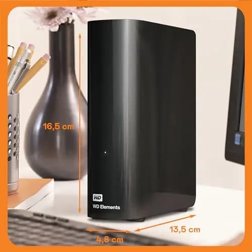 WD 18 To Elements HDD de bureau, USB 3.0, (supplémentaire pour les photos, la musique, les vidéos et tous les autres fichiers, résistant aux chocs) noir