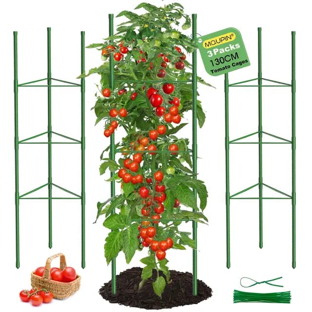 MQUPIN Tuteur Tomate,3pcs Cage à Tomates Support,130cm Vertical Cage à Tomates Treillis pour Jardin, piquets de Support pour Plantes grimpantes, légumes et Fleurs,Légumes et Fleurs