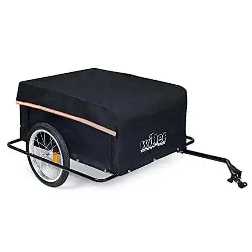 Wiltec Remorque pour vélo, Timon Rabattable & Attelage Rapide, Transport de Charges Randonnée Voyage, Chariot pour Bicyclette – Image 1
