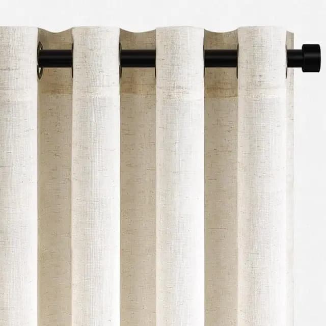 Topfinel Rideau Voilage 140x240cm Naturel Lin Beige Rideaux Chambre Adult Salon Moderne Translucides et Draperies Intérieurs à Oeillets Décorati Dressing CuisinePorte Fenetre Boheme 2pcs