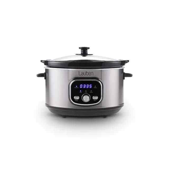 Lauben Mijoteuse 3500SB avec technologie Thermeffect®, technologie SlowHeat®, livre de cuisine, récipient intérieur en céramique, deux niveaux de température, réglage manuel de l'heure, 3,5 l