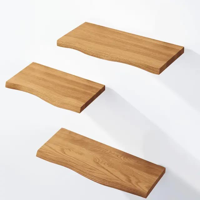 LAMO Manufaktur 3 étagères Murale en Bois avec Fixation Invisible 40/35/30cm | Etagère Murale en 100% Bois Massif | Etagère Murale pour Salon | Set 1 étagères Bord irrégulier Couleur: Rustique