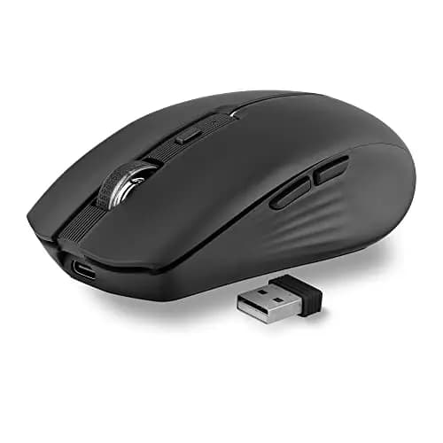 T’NB Souris sans Fil Design, Double Mode Bluetooth et USB-A, Rechargeable Haute Autonomie, Silencieuse, Précision 1600 DPI, 6 Boutons, Compatible Windows, Linus et MacOs - Noir – Image 1