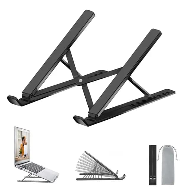 Support Ordinateur Portable, Support PC Portable Ventilé en Aluminium Réglable, Refroidisseur Ergonomique Compatible avec MacBook Air, HP, Dell, 10-17.3’’ (Noir2)