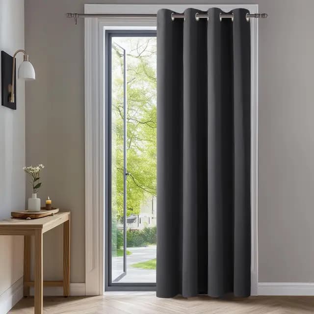 Deconovo Rideaux Occultants Isolant Thermique Anti Froid, 132x214 CM (Largeur x Hauteur), Rideaux pour Salon et Chambre, Design Moderne à Oeillets, Gris Foncé, 1Pièces
