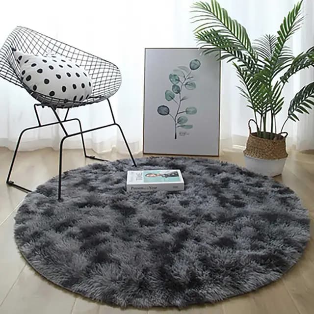 Tapis Rond Salon Moderne Descente de lit Chambre Grande Tapis Antidérapant pour Maison Salon Chambre Enfant (Gris Noir, 80cm)