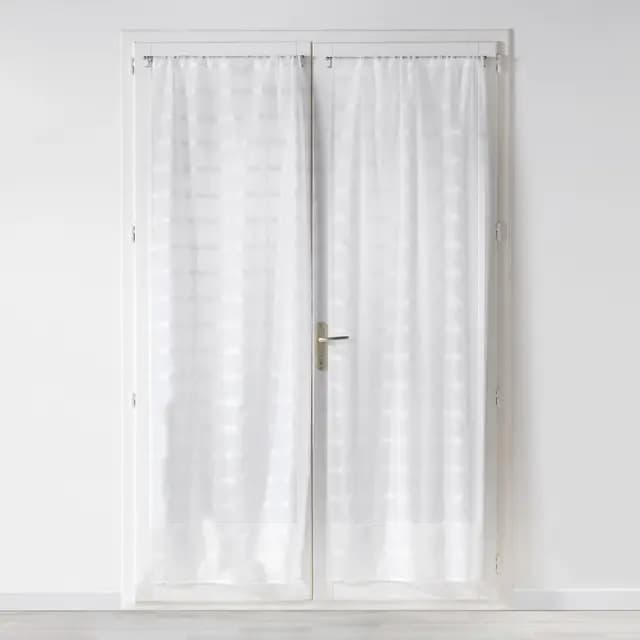 Douceur d'Intérieur, Paire Droite Passe-Tringle (2 x 70 x 200 cm) Candide Blanc, Voile Sablé