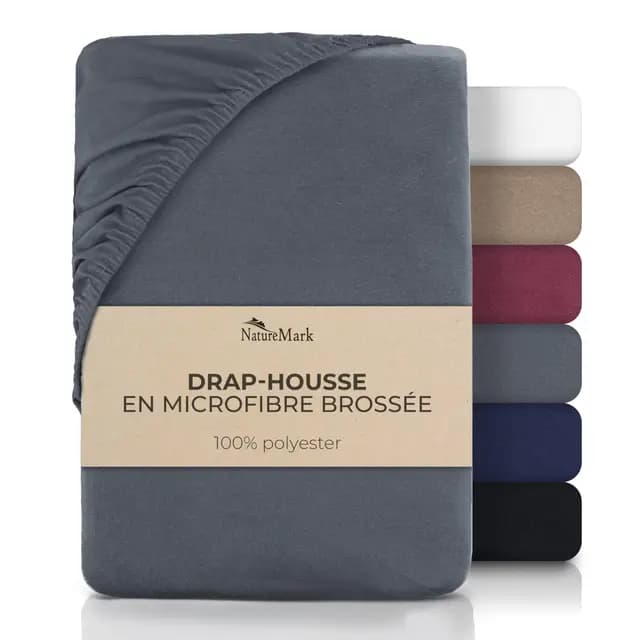 NatureMark Drap-Housse en Microfibre Brossée – Ultra Doux, Respirant & Hypoallergénique – Séchage Rapide, Facile d’Entretien – Bonnet Élastique – 140x200 cm Gris Anthracite – Image 1