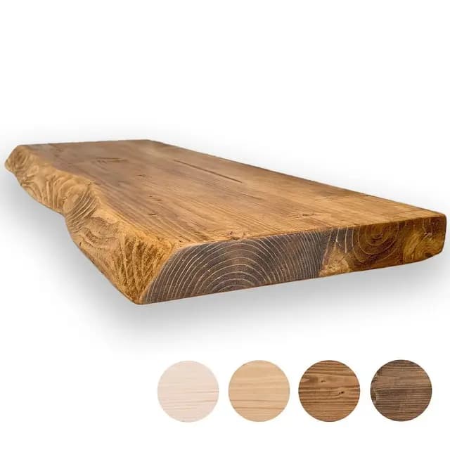 MoonTree Étagère murale rustique, bord vif, 50 x 30 x 4,4 cm, aspect chêne foncé