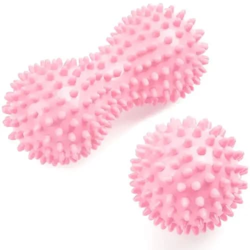 URAQT Set unique de 2 balles de massage différentes,Massage de Trigger Point, Boule Myofasicale, Boule d'exercice,Balle de Massage Pour Masser les Pieds,dos,épaules,Rose