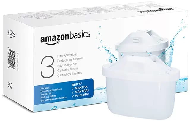 Amazon Basics Pack de 3 cartouches filtrantes, compatibles avec toutes les carafes actuelles BRITA y compris les carafes Perfect Fit