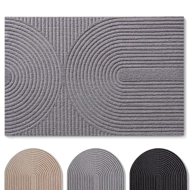Blumtal - Tapis Entree Interieur et Exterieur 40x60 cm - Tapis Exterieur antidérapant - paillasson en Polyester très résistant - absorbe la saleté - Tapis Lavable en Machine - en Gris Motif Vagues
