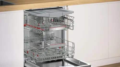Bosch SMI6ECS12E Série 6, lave-vaisselle encastrable avec plaque avant, Home Connect, Extra Clean Zone : nettoyage intensif pour les contaminants tenaces, diagnostic à distance, acier, 60 cm