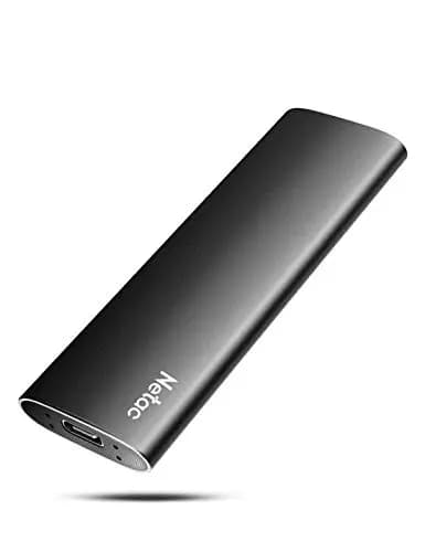 Netac 250 Go Externe SSD USB 3.2 Gén 2 Disque Dur Portatif Vitesse Jusqu'à 550MB/s (10 Gbps, Type-C, Aluminium)