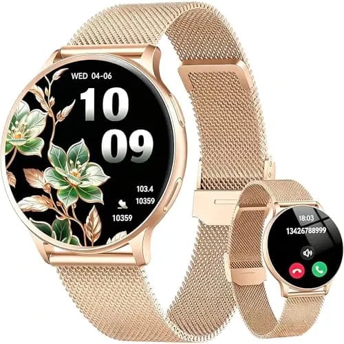 Montre Connectée Femme avec Appel Bluetooth, 1.32" Smartwatch avec Fréquence Cardiaque/SpO2/Sommeil Montre, 120+ Mode Sportifs Montre, IP68 étanche Fitness Podomètre Compatible pour Android iOS