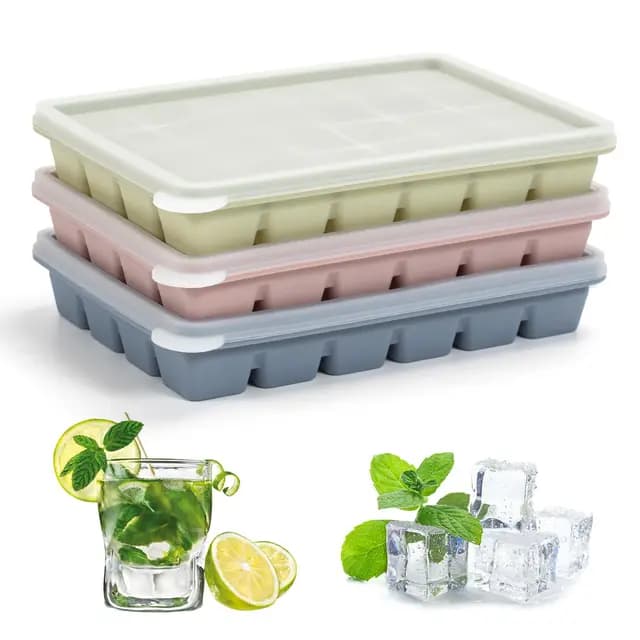 Kanzith Lot de 3 bacs à glaçons