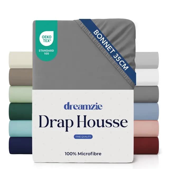 Dreamzie Drap Housse 140x190/200 Bonnet 35 cm pour Matelas Épais - 100% Microfibre - Anthracite, Certifié sans Produits Chimiques (Oeko TEX), Drap Housse avec Élastique Complet