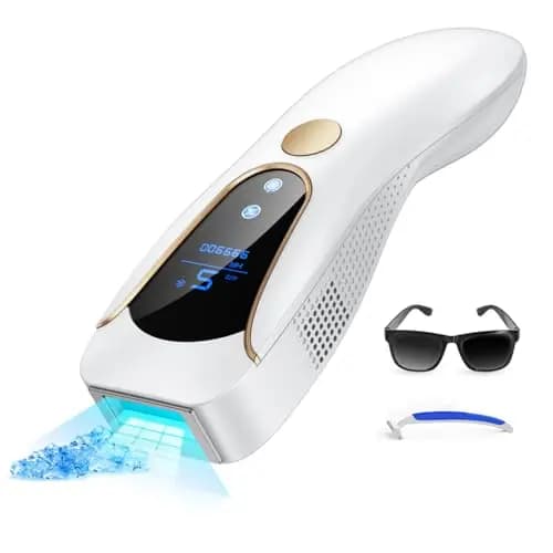 Épilateur Lumière Pulsée avec Fonction de Refroidissement, Épilateur Laser avec 999,900 Flashs, 9 Niveaux d'Énergie, Épilation IPL pour Visage, Aisselles, Jambes et Bikini - Hommes et Femmes, Blanc