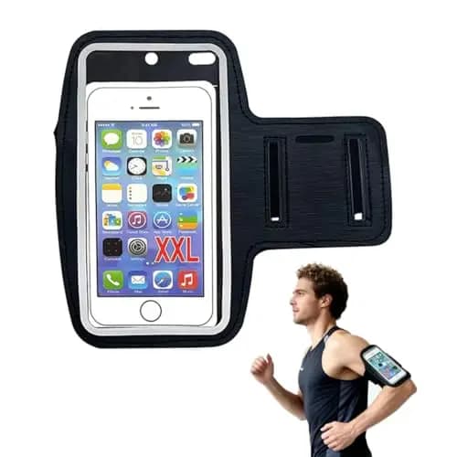 Brassard Téléphone Sport 1 Pièce Noir Avec Poche Airpods Compatible Smartphones Jusqu'À 7 Pouces Pour Jogging Fitness Course À Pied