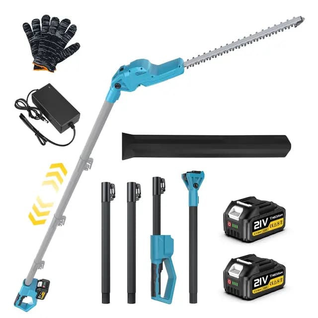 Taille Haie Electrique Telescopique 4,5 m avec Une Taille de 1,80 m, Taille-Haies Électriques avec Lame Double Action 52 cm, 2 * Batteries 4,0Ah, Tête Pivotante 180° Réglable, pour Haies Hautes