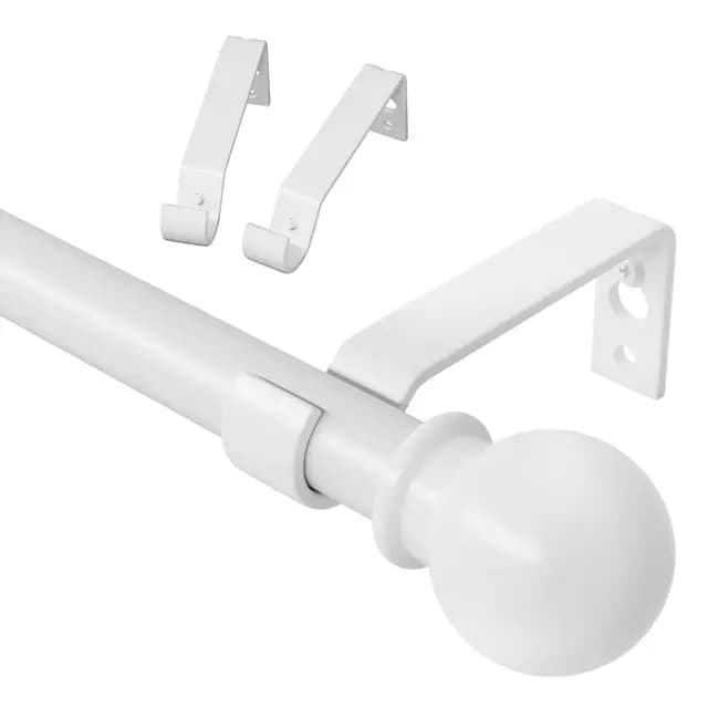 Tringle Rideau Blanche 80-157 cm, Tringle à Rideau Extensible avec Support, Ajustable Kit Tringle a Rideaux Pour Fenetre, Tringle Voilage en Métal de 16mm de Diamètre pour Chambre, Salon
