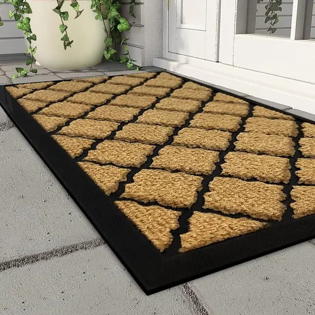Qingbei Rina Tapis d'extérieur pour porte d'entrée, 40 x 70 cm, tapis de porte d'entrée en caoutchouc imperméable, antidérapant, lavable