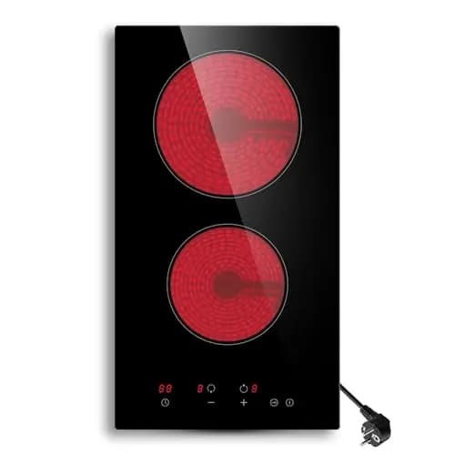 STARCHARTS Plaque Vitrocéramique 2 Feux Encastrable, 52x29cm 3000W, Plaque de Cuisson Électrique avec Contrôle Tactile, 9 Niveaux de Puissance, Minuterie 99min, Verrouillage Enfant