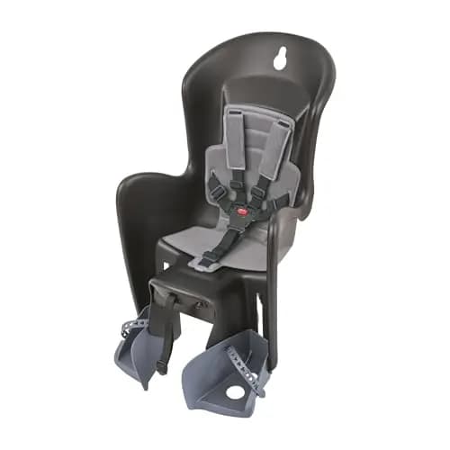 Polisport 8632200029 Bilby CFS AMZ Siège Vélo Arrière Enfant, 9 Mois–6 Ans, Harnais Rembourré 5 Points, Repose-Pieds Réglables, Compatible avec Porte-Bagages, Noir/Gris Foncé – Image 1