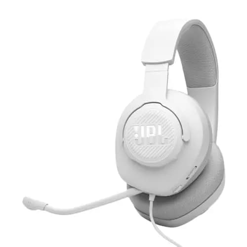 JBL Quantum 100M2 Casque gaming filaire circum-auriculaire avec microphone amovible, son JBL QuantumSOUND Signature, câble jack 3,5mm, compatible avec de nombreuses plate-formes, fonction mute, blanc – Image 1