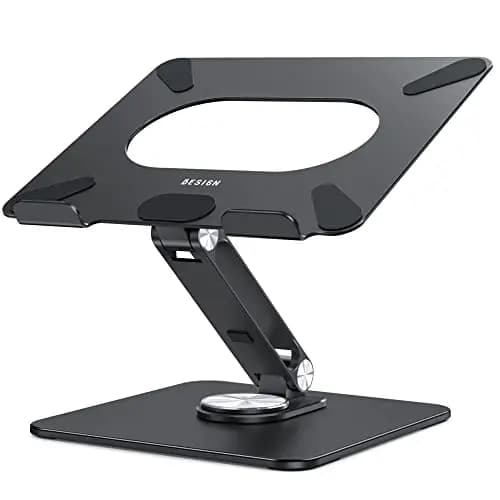 BESIGN LSX7 Support Ordinateur Portable avec Base Rotative à 360°, Support Ergonomique pour Laptop, Support pour Ordinateur Portable Compatible avec 10 à 15.6 Pouces (Noir)