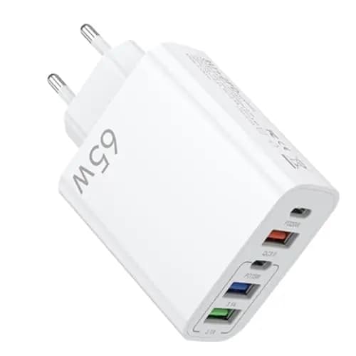 Chargeur Rapide USB, 5 Port Chargeur 65w USB C Multiple, Prise Rapide avec Secteur PD+QC 3.1A Type C Adaptateur Compatible avec I-Phone 16 15 14 13 12 11 Pro Max X XS XR 8 Plus Mini Se