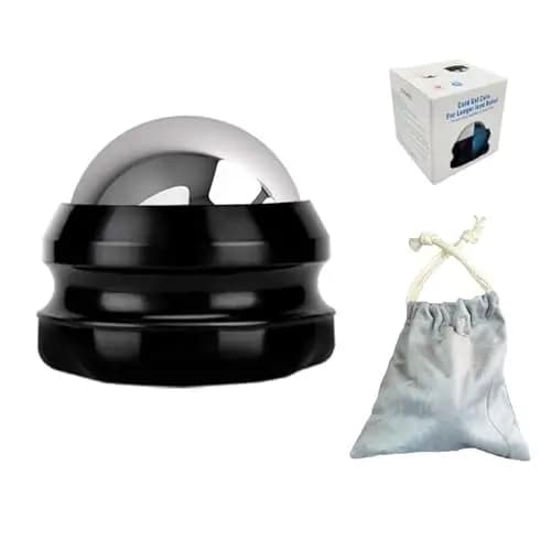 Balle de massage manuelle - Rouleau de massage à froid et chaud - Soulage les muscles douloureux - Améliore la circulation sanguine - Noir - Inoxydable - 7,5 x 7 x 7 cm - Imperméable