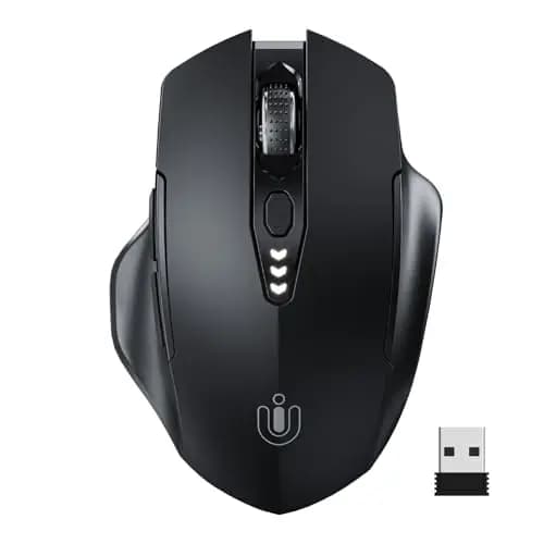 Uineer 2.4G USB Souris sans Fil Rechargeable, [Upgraded] Indicateur de Batterie, Souris Ergonomique sans Fil, 4 Niveaux DPI réglables, Souris Ordinateur sans Fil pour Les Gaming et Le Travail – Image 1