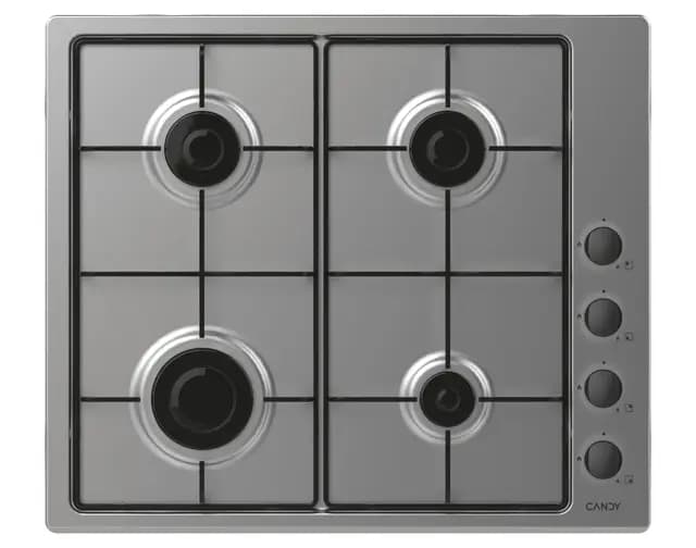 Candy CHW6LBX Plaque de Cuisson à gaz 60 cm, INOX, 59,5 x 51 x 8 cm