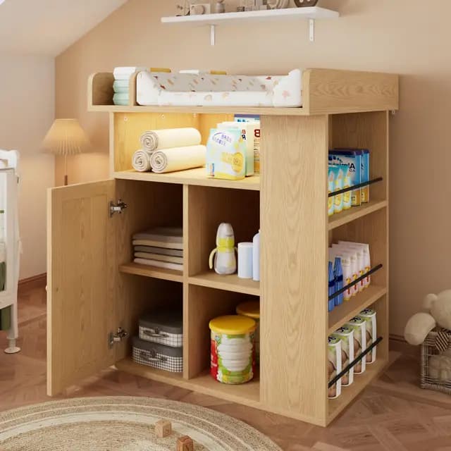 Chellago Commode à Langer Bois Naturel