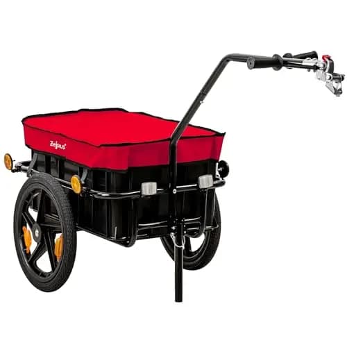 Zelsius Remorque de vélo | 68 litres | Chariot de transport, chariot à vélo, chariot à main | Remorque pour vélo, remorque de charge avec bac en plastique | Remorque de transport, boîte de transport