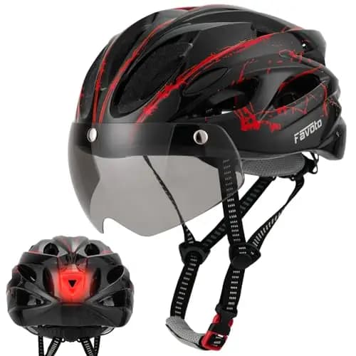 Favoto Casque de Vélo avec Visière Lumineuse - Casque Cyclisme Léger Respirante pour Adultes Hommes Femmes Technologie EPS Inmould Doublure Amovible Réglable